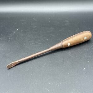 Antique Split Wooden Handle Screwdriver / old tool 9 in - FLAT HEAD